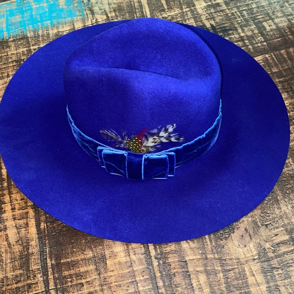 Cobalt Blue wide brim hat - Picture 1 of 3